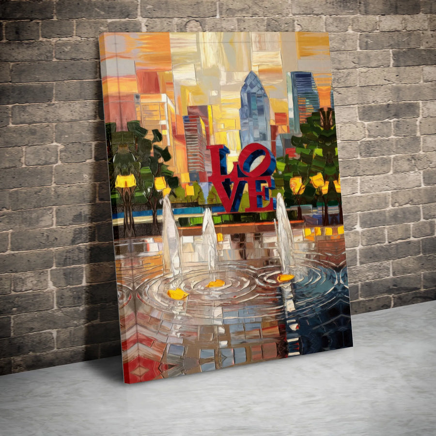 Philadelphia LOVE Park Canvas Print | Abstract Cityscape Wall Art | 1.25 Inch Premium Gallery Wrap | Home Decor Gift for Philly Lovers