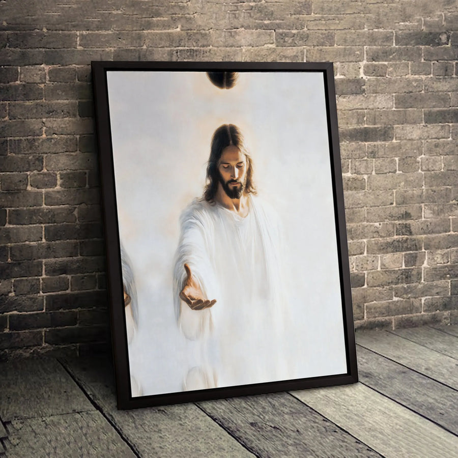Jesus Christ Canvas Wall Art | Prince of Peace Extending Hand Portrait | Premium Gallery Wrap Decor | Religious Gift for Home & Church