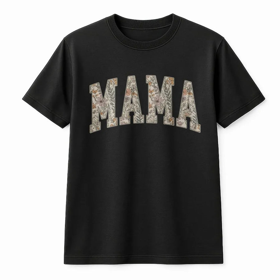 Mama Floral Graphic T-Shirt | Retro Botanical Lettering | Premium 100% Cotton | Stylish Mother’s Day Gift for Mom