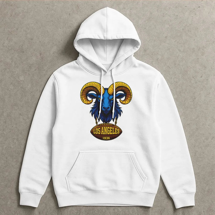Los Angeles Ram Hoodie, Bold Goat Head & Football Graphic, Casual Streetwear – Add To Cart Buy Now Hoodie, Sporty