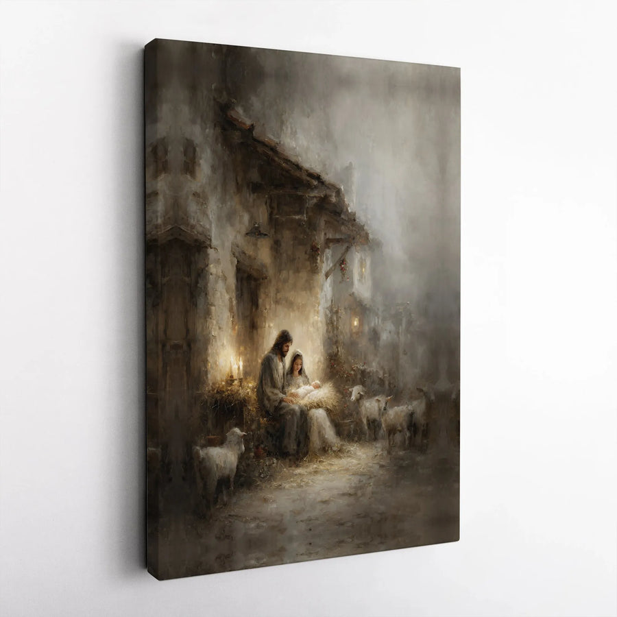 Nativity Scene Canvas Print | Holy Family Manger Wall Art | Premium Gallery-Wrapped Religious Decor | Christian Christmas Home Gift