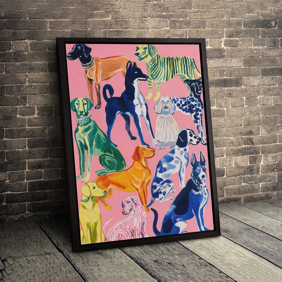 Colorful Dog Art Canvas | Modern Pop Art Canine Portrait | Premium Gallery-Wrapped Print | Unique Gift for Dog Lovers and Pet Owners