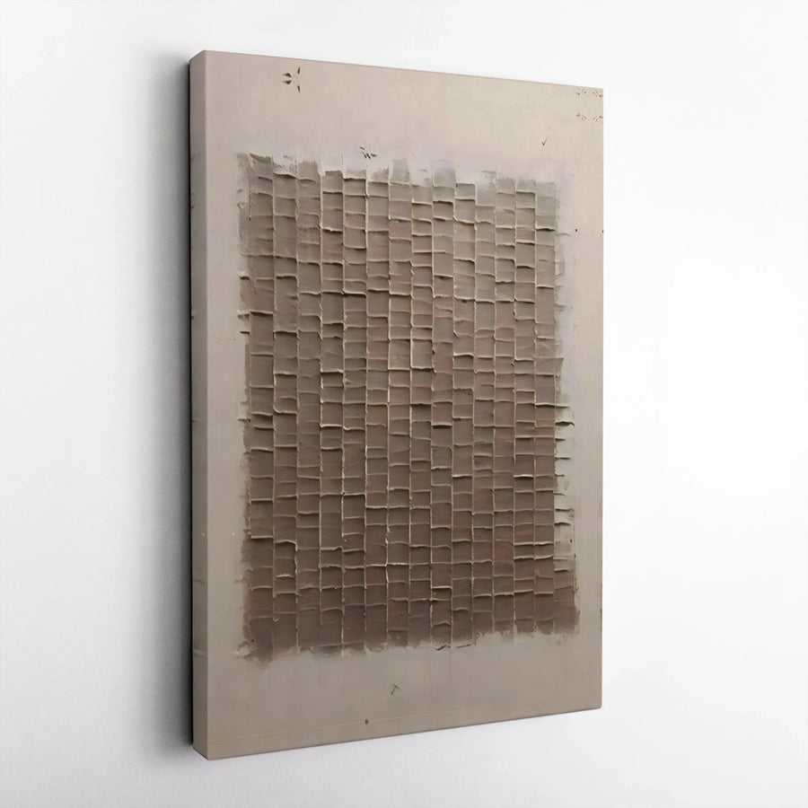 Minimalist Abstract Brown Grid Canvas | Textured Geometric Wall Art | Premium Fade-Resistant Print | Modern Home & Office Decor Gift