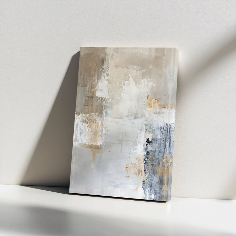 Abstract Canvas Wall Art | Textured Neutral Tones Painting | Premium Fade-Resistant Print | Modern Minimalist Living Room Decor Gift
