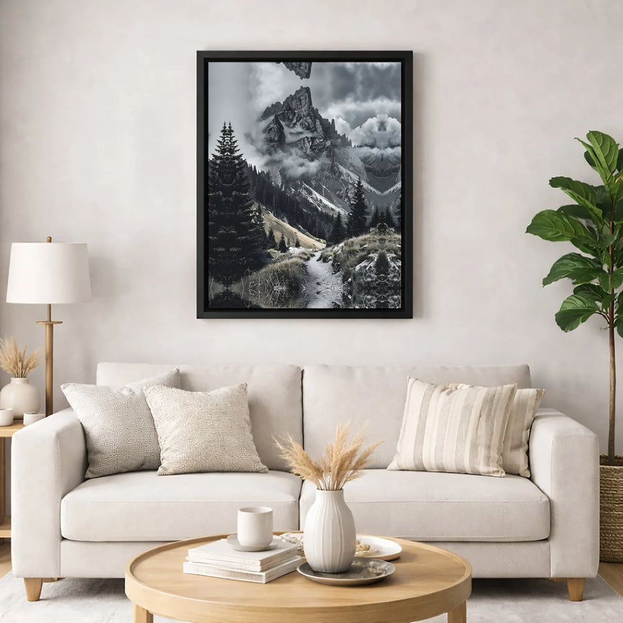 Surreal Mountain Landscape Canvas | Black And White Nature Wall Art | Premium Gallery-Wrapped Print | Modern Home & Office Decor Gift