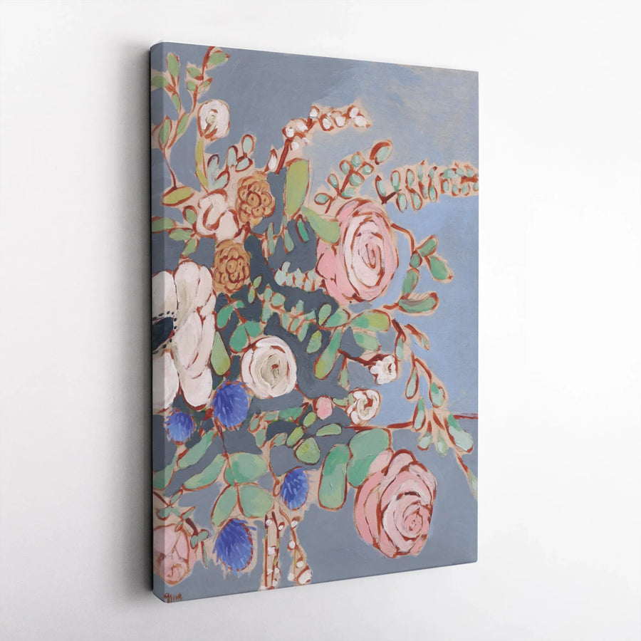 Italian Spring Floral Vertical Canvas | Impressionist Botanical Painting Print | Premium Frameless Gallery Canvas | Living Room Wall Decor Gift
