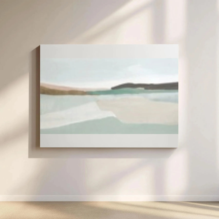 Abstract Landscape Canvas Wall Art | Minimalist Coastal Seascape Painting Print | Premium Gallery Wrap Canvas | Modern Living Room Wall Decor