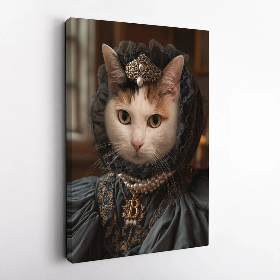 Royal Cat Canvas Print | Regal Calico in Victorian Costume Art | Premium Gallery Wrapped Canvas | Collector's Gift for Cat Mom & Pet Lovers