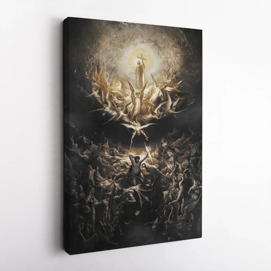 The Fall of the Rebel Angels Canvas Art | Gustave Doré Religious Masterpiece | Premium Gallery Wrap Print | Spiritual Home & Office Wall Decor