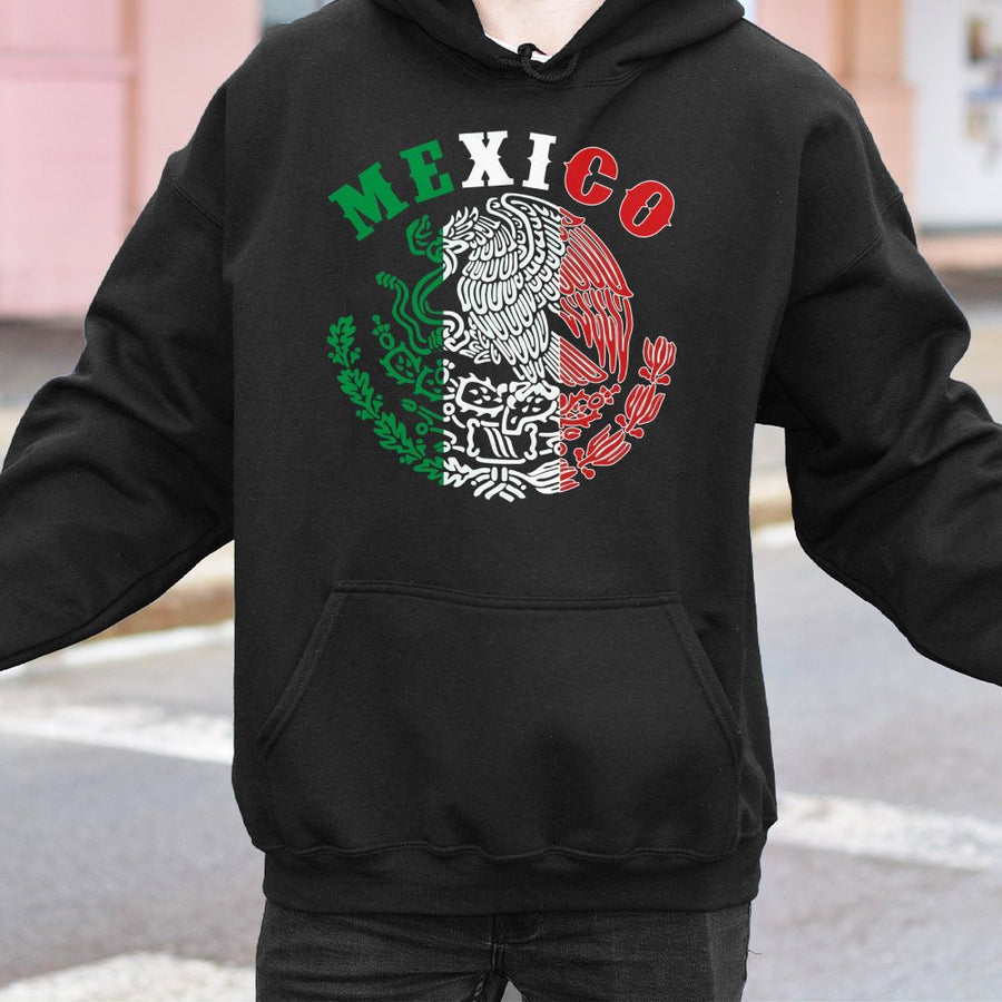 Mexico Flag Hoodie | Mexican Coat of Arms Heritage Design | Premium Cotton Blend Sweatshirt | Patriotic Gift for Him or Her