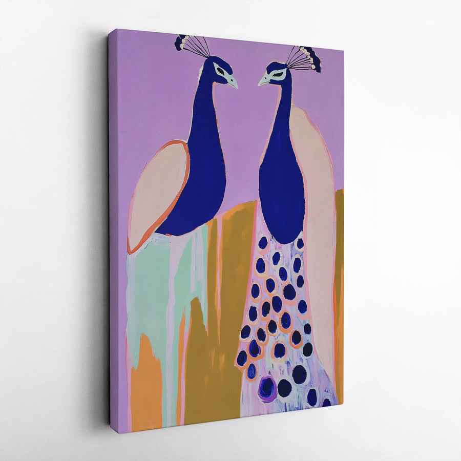 Peacock Wall Art Canvas | Modern Abstract Bird Painting Print | Gallery Quality Fade-Resistant Ink | Unique Living Room Decor Gift