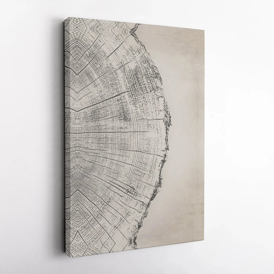 Abstract Tree Ring Canvas Wall Art | Minimalist Wood Slice Texture Print | Premium Gallery-Wrapped Decor | Nature-Inspired Home Office Gift