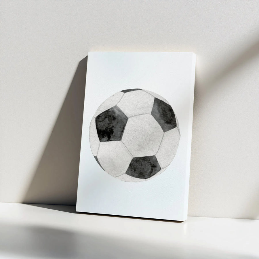 Soccer Ball Wall Art | Watercolor Minimalist Sports Print | Premium Gallery Wrapped Canvas | Gift for Soccer Player or Coach