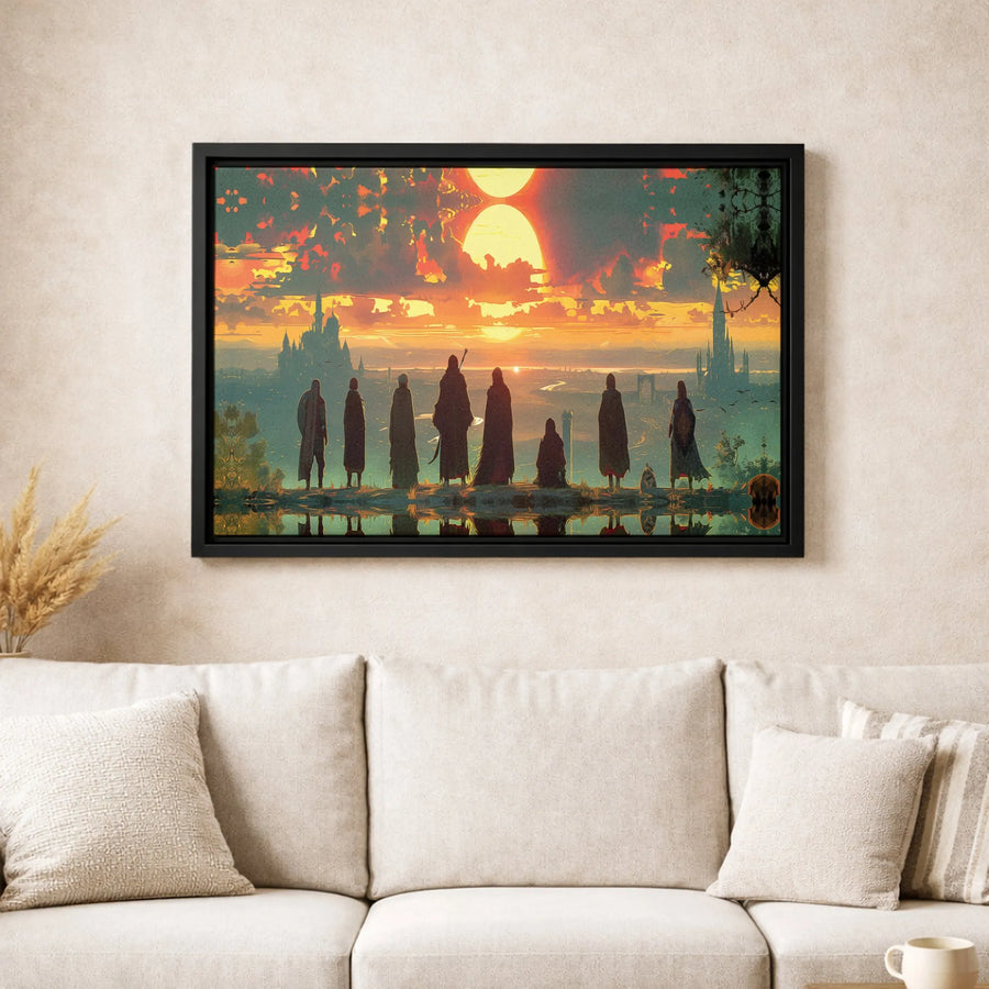 Fantasy Landscape Canvas Wall Art | Epic Adventure Silhouette Print | 1.25 Inch Premium Gallery Wrap | Home Decor Gift for Fantasy Readers