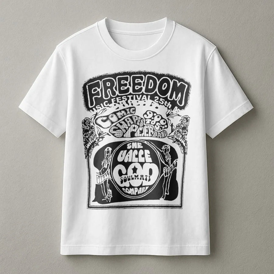 Freedom Music Festival T-Shirt | Retro 1960s Psychedelic Graphic | Premium Soft Cotton | Unisex Vintage Style Gift for Music Lovers