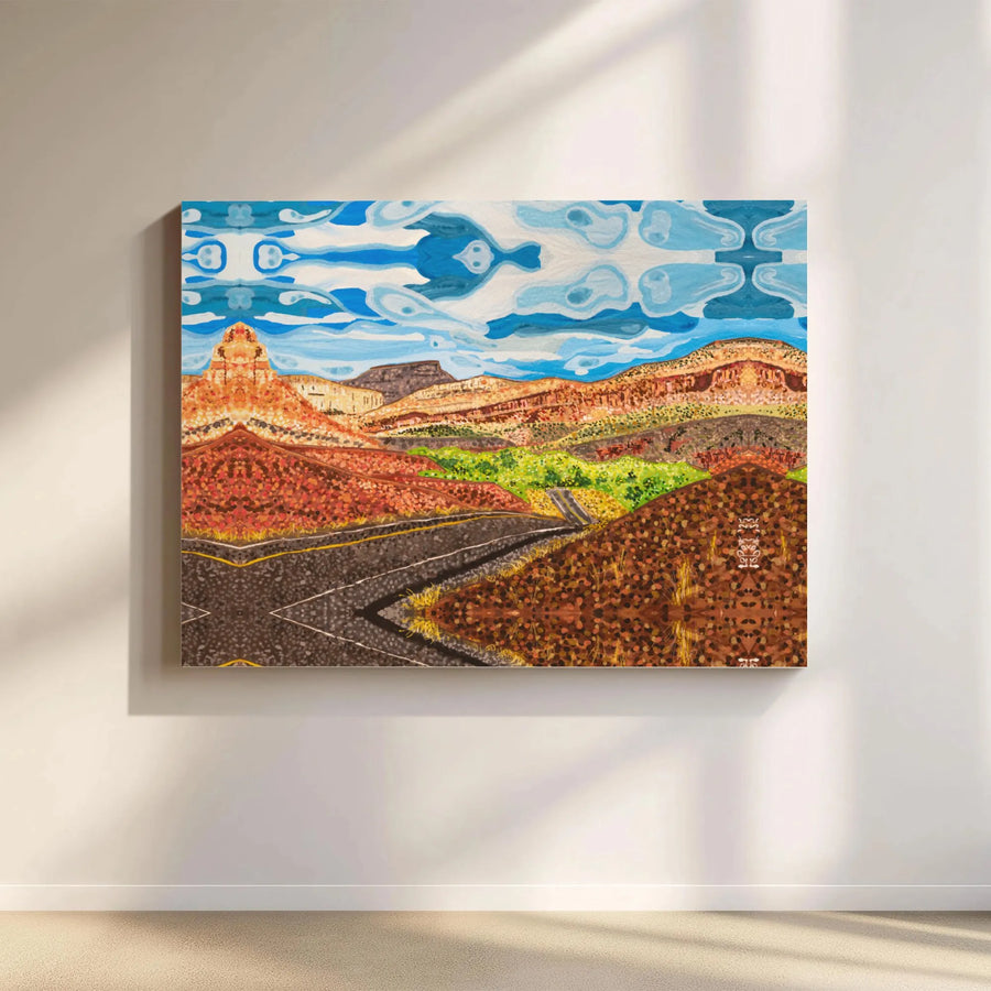 Desert Landscape Canvas Art | Symmetrical Southwest Winding Road Print | Premium Gallery-Wrapped Wall Decor | Western Home Office Gift Idea