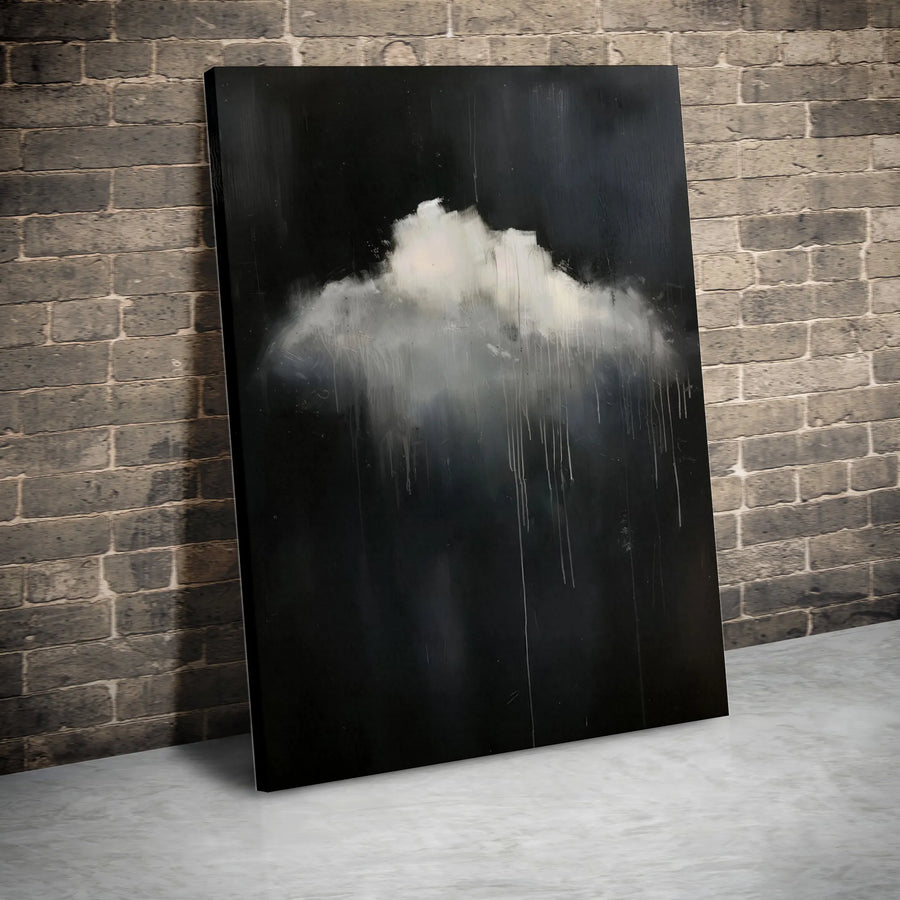 Abstract Storm Cloud Wall Art | Moody Minimalist Rain Painting | Gallery Quality 1.25" Canvas | Modern Home Decor Gift