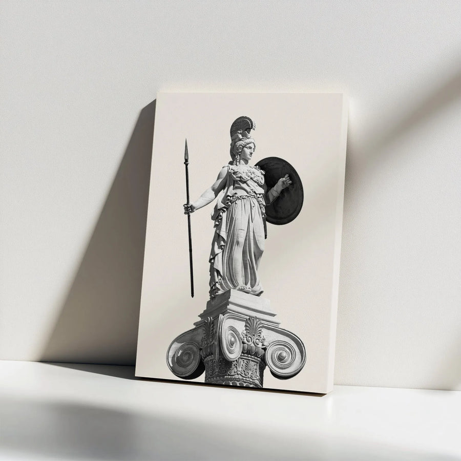Athena Statue Canvas Wall Art | Minimalist Greek Mythology Decor | Premium Gallery Wrapped Canvas | Home & Office Decor Gift
