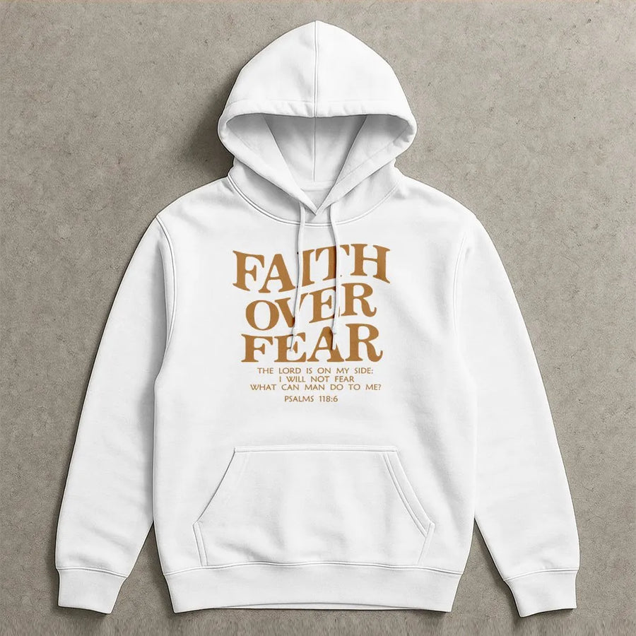 Faith Over Fear Hoodie | Religious Bible Verse Graphic Top | Premium Cotton Blend | Inspirational Christian Gift for Men & Women