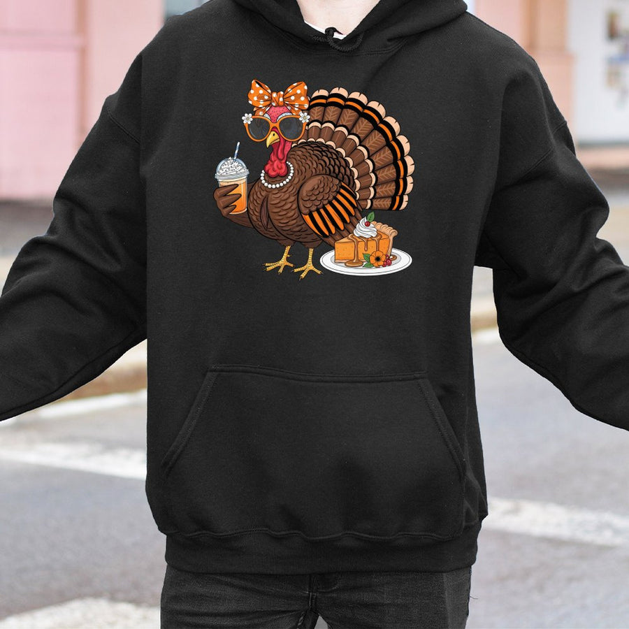 Pumpkin Spice Turkey Hoodie | Funny Thanksgiving Coffee Lover Design | Premium Cotton Blend | Cozy Fall Gift for Women and Men