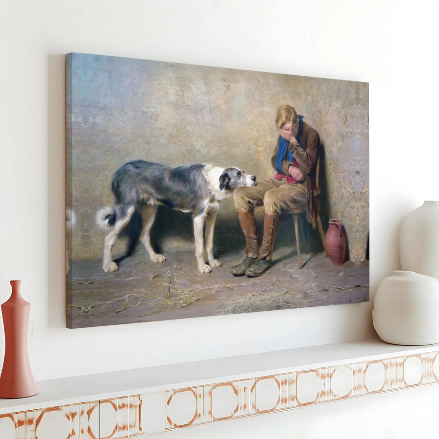 A Special Pleader Canvas Art | Charles Burton Barber Classic Painting | Premium Gallery-Wrapped Print | Dog Lover & Fine Art Gift