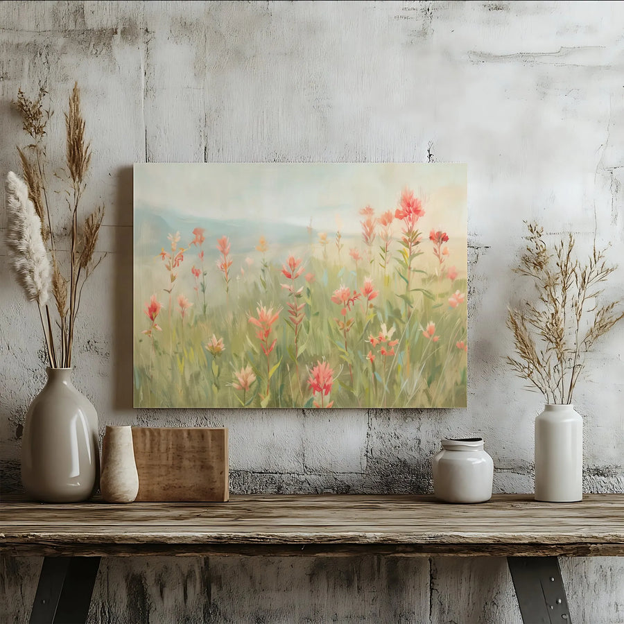 Wildflower Meadow Canvas Print | Impressionist Floral Landscape Wall Art | Gallery Quality Premium Canvas | Modern Farmhouse Home Decor Gift