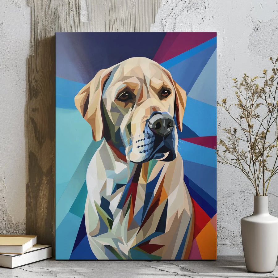 Labrador Retriever Canvas Wall Art | Geometric Dog Portrait | Premium 1.25" Gallery Wrap | Modern Home Office Decor Gift for Dog Lovers