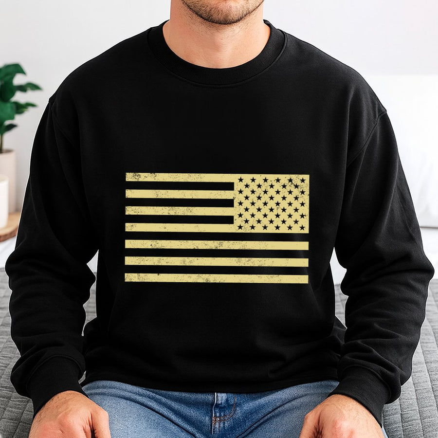 Distressed American Flag Sweatshirt | Vintage USA Patriot Graphic | Premium Cotton Blend Crewneck | Unisex Gift For Proud Americans