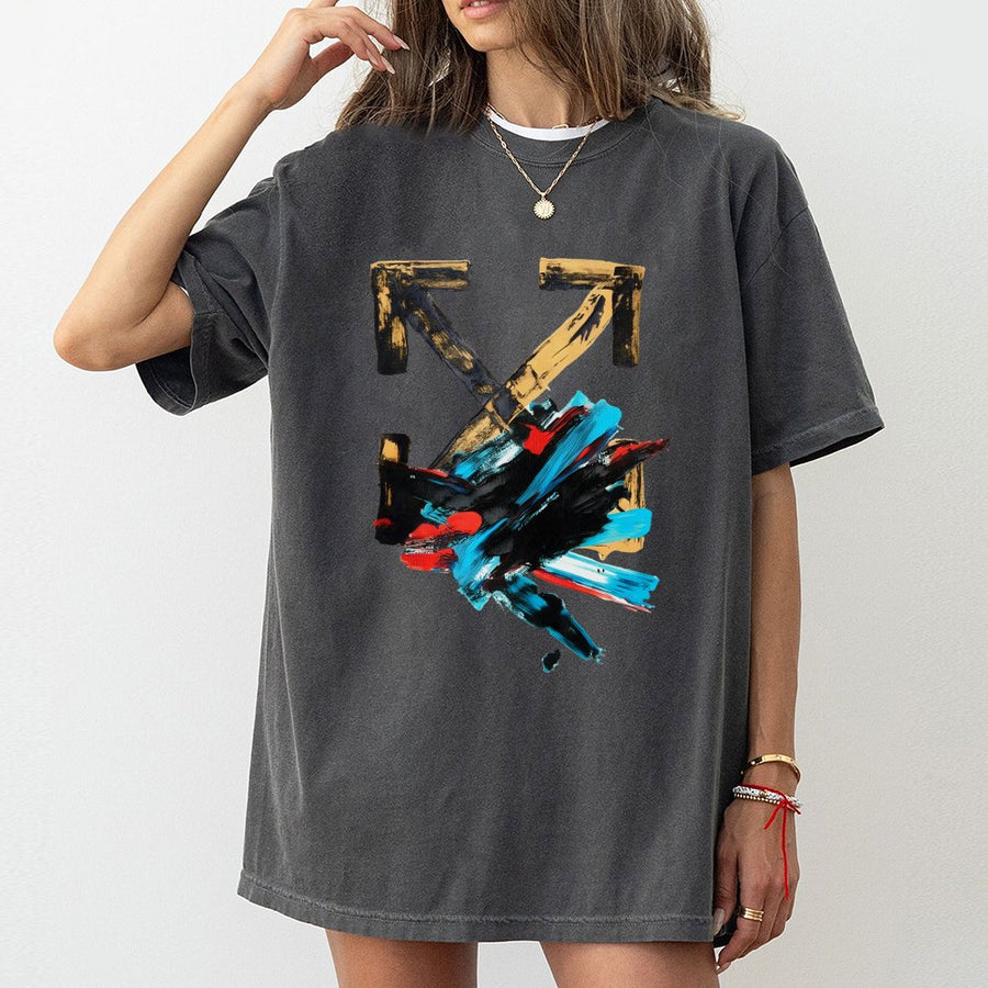 Abstract Arrow Graphic T-Shirt | Modern Artistic Brushstroke Design | Premium 100% Cotton | Streetwear Style Gift for Him or Her