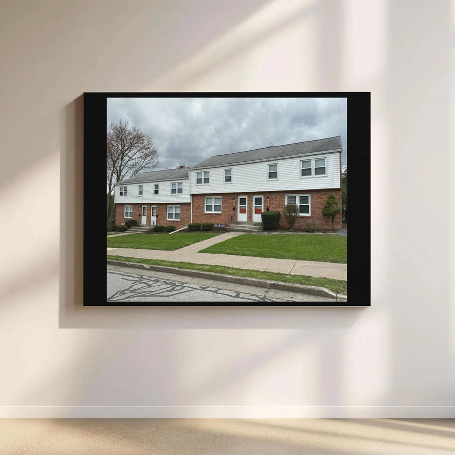 Suburban Townhouse Canvas Wall Art | Architectural Exterior Photography | Premium Gallery Wrap Print | Modern Home Decor Gift