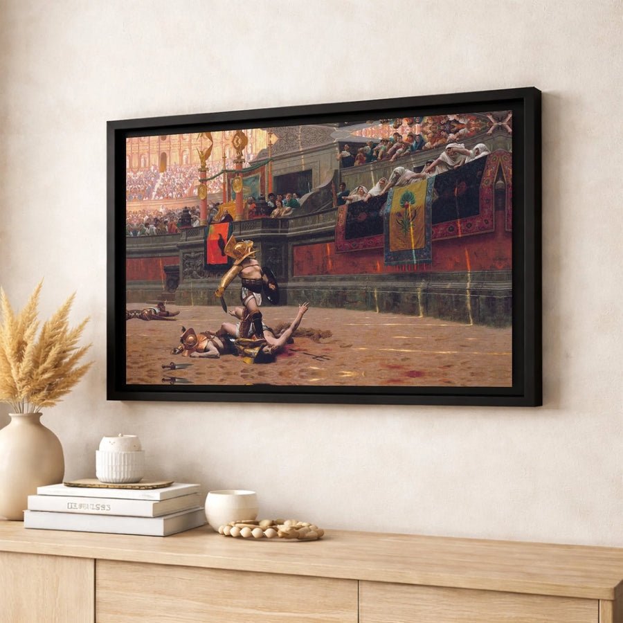 Pollice Verso Gladiator Canvas | Jean-Léon Gérôme Roman Art Print | 1.25" Gallery Wrap Wall Decor | Historical Fine Art Gift for History Buffs