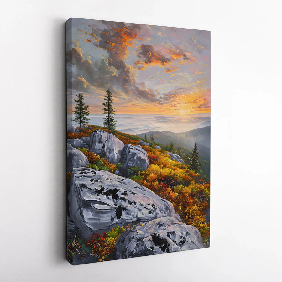 Mountain Sunrise Wall Art | Autumn Foliage Landscape Print | Premium 1.25" Gallery Wrapped Canvas | Nature Lover Home Decor Gift