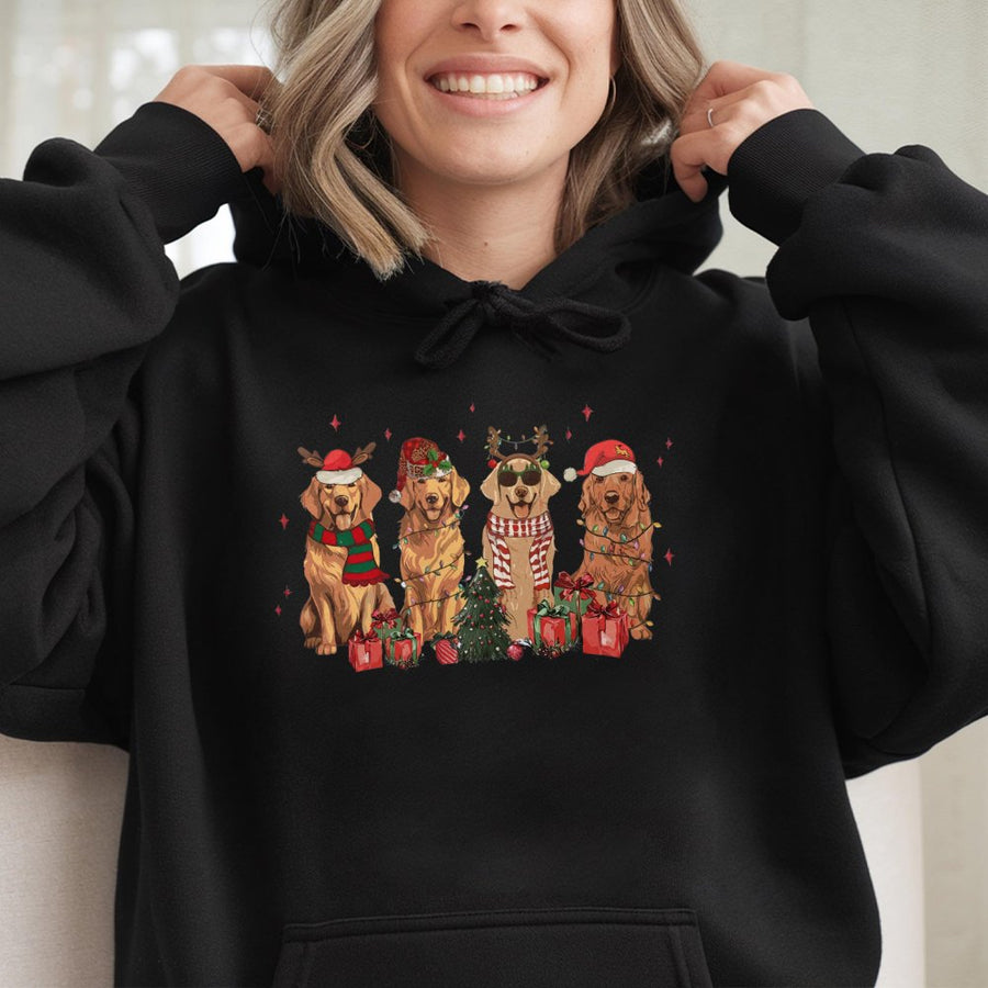 Golden Retriever Christmas Hoodie | Cute Holiday Dog Graphic Sweatshirt | Premium Cotton-Poly Blend | Festive Gift for Dog Lovers
