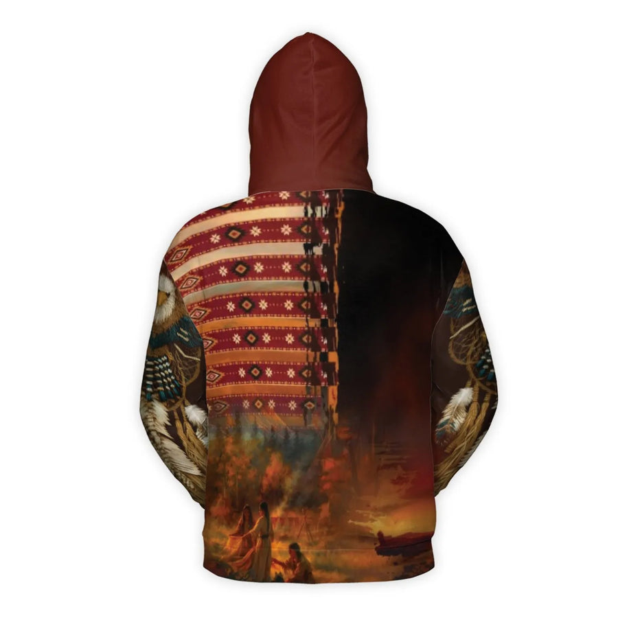 Native American Chief 3D Hoodie | Patriotic Tribal Art Print | Premium Brushed Fleece Lining | Unisex Graphic Sweatshirt Gift for Men and Women