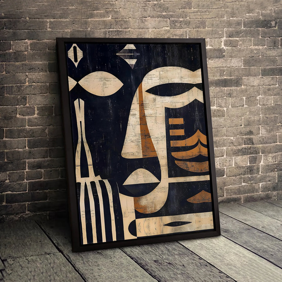 Abstract Cubist Face Canvas Art | Geometric Minimalist Wall Decor | Premium Fade-Resistant Gallery Wrap | Modern Home Office Gift