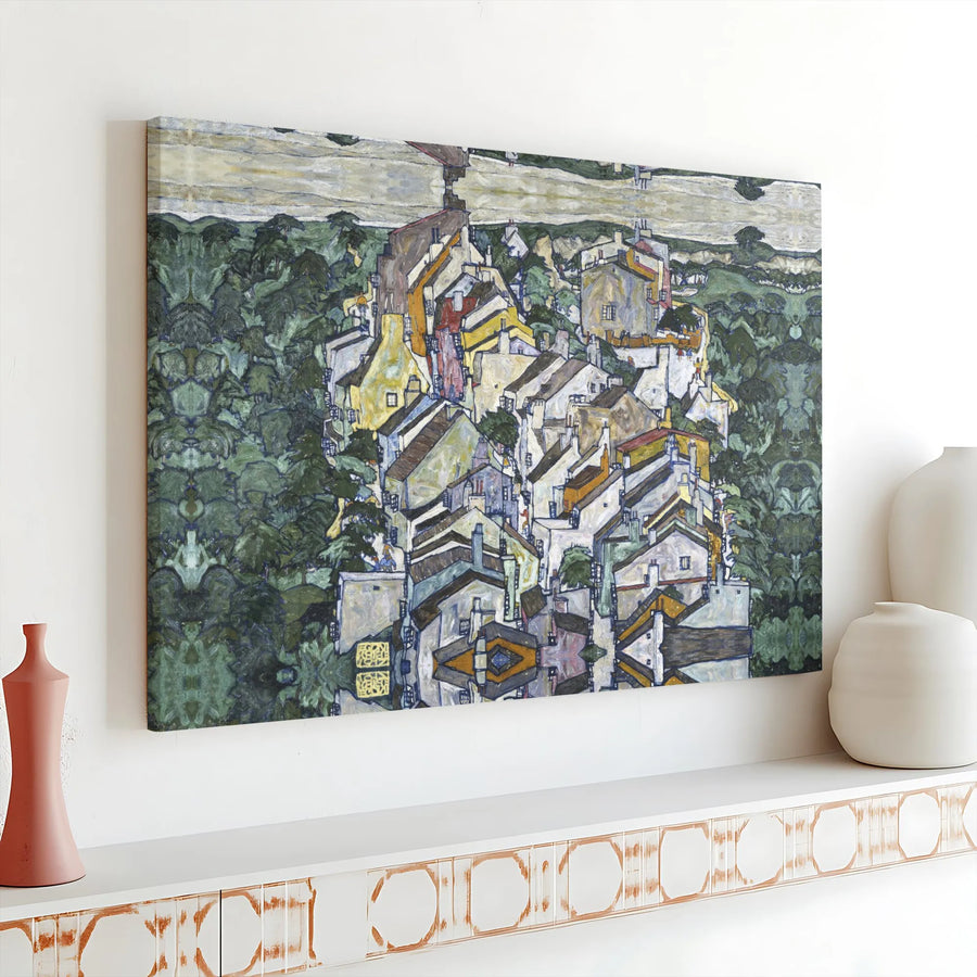 Egon Schiele Krumau Canvas Print | Famous Expressionist Cityscape Art | Premium Gallery Wrapped Canvas | Collector's Gift for Modern Home Decor