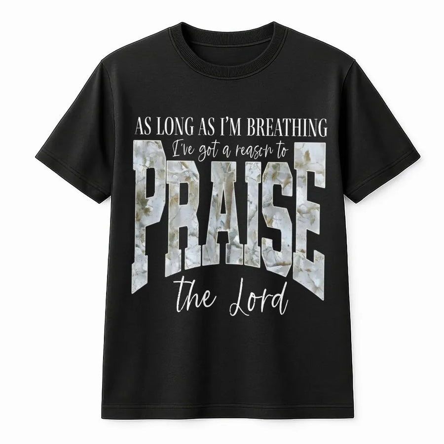 Praise The Lord Christian T-Shirt | Marble Texture Faith Graphic Sweatshirt | Soft Cotton Blend | Religious Worship Gift for Women Men