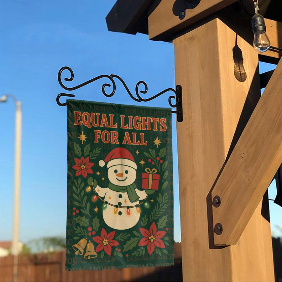 Equal Lights For All Garden Flag | Festive Snowman Poinsettia Decor | Weather-Resistant Polyester | Holiday Yard Banner Gift For Home