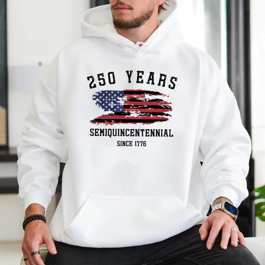 USA 250th Anniversary Hoodie | Retro Distressed American Flag | Premium Cotton Blend | Patriotic Collector's Gift for 4th of July