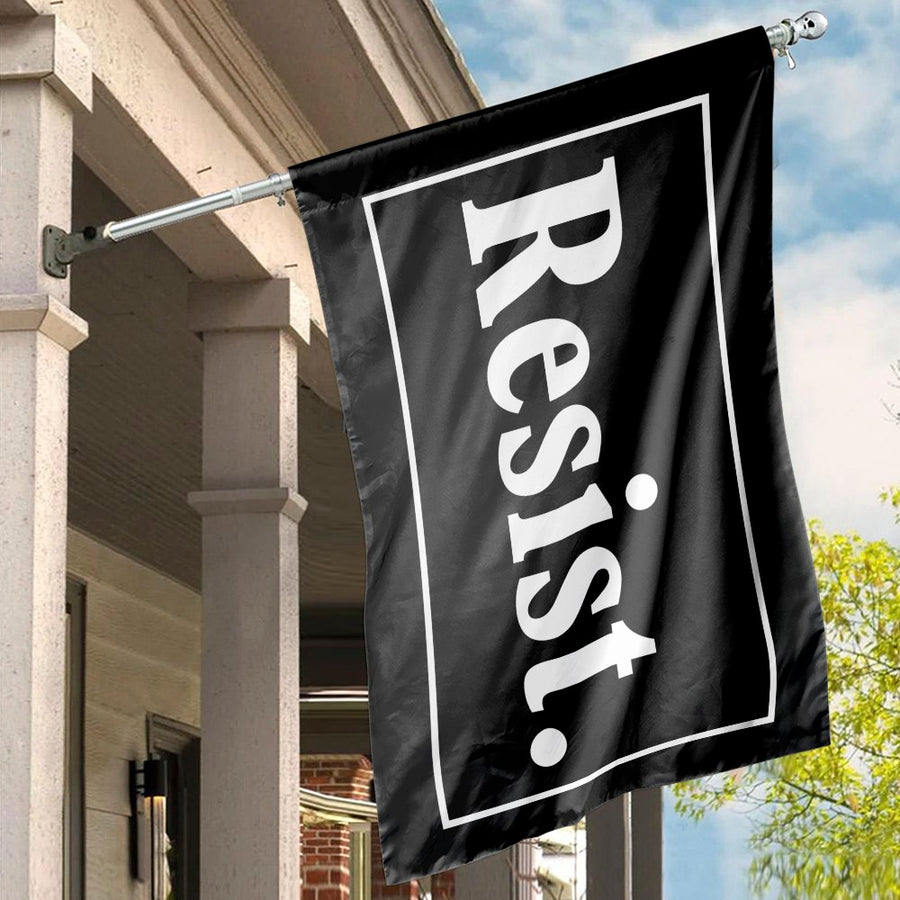 Resist House Flag | Minimalist Black and White Protest Slogan | Premium Weather-Resistant Polyester | Indoor Outdoor Decor Gift