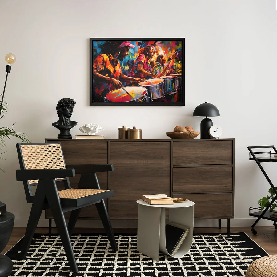 African American Musicians Canvas Print | Colorful Abstract Jazz Drummer Wall Art | 1.25-Inch Gallery Wrap | Premium Musical Gift for Music Lovers