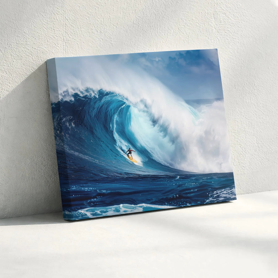 Big Wave Surfing Canvas Wall Art | Dramatic Ocean Photography Print | Premium Gallery Wrapped Canvas | Coastal Home Decor Gift for Surfer