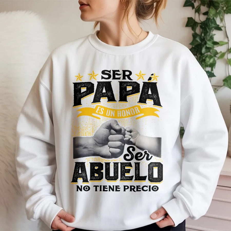 Spanish Grandpa Sweatshirt | Ser Abuelo No Tiene Precio Graphic | Cozy Cotton Blend Pullover | Gift for Grandfather, Regalo Para Abuelo