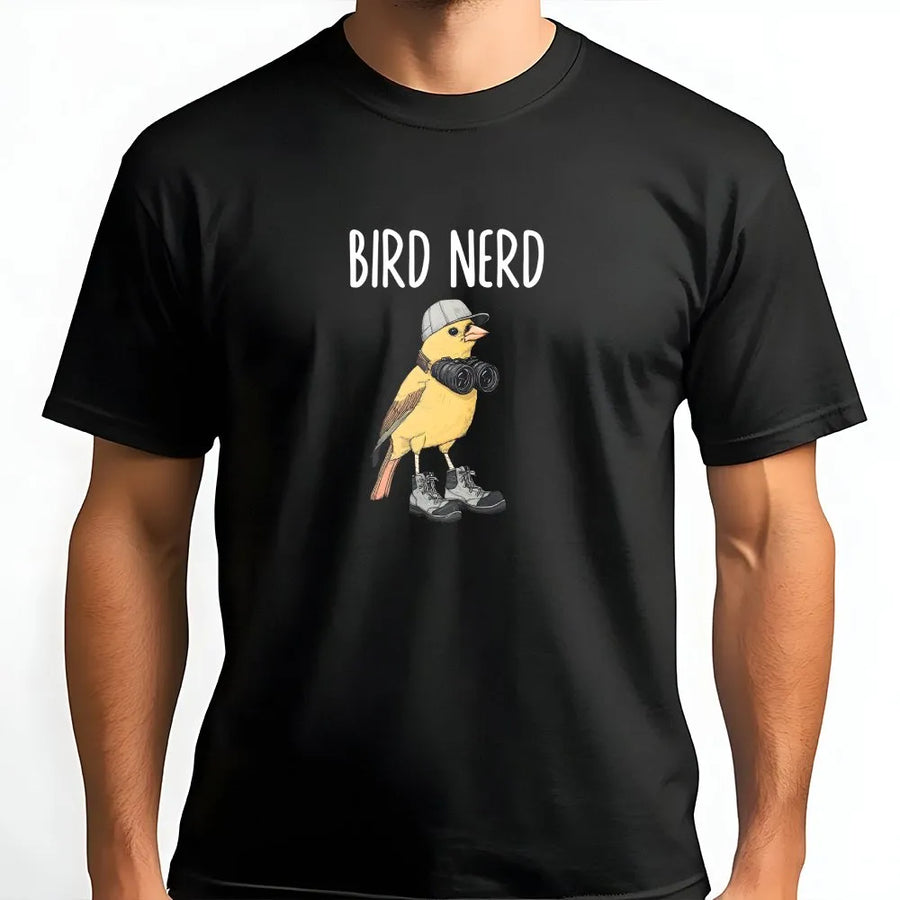 Bird Nerd T-Shirt | Funny Bird with Binoculars Graphic | Premium Cotton Blend | Gift for Bird Watcher & Twitcher