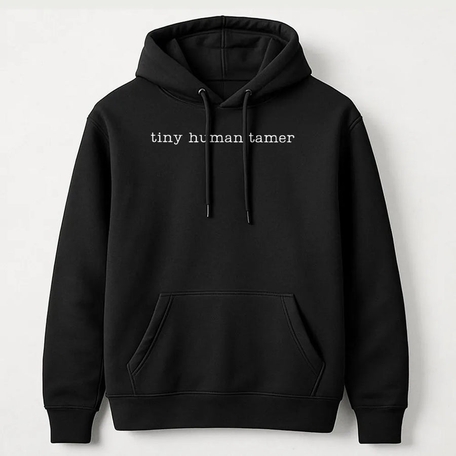 Tiny Human Tamer Hoodie | Funny Minimalist Teacher Saying | Premium Soft Cotton-Blend Pullover | Gift for Daycare, Preschool Teacher or Mom