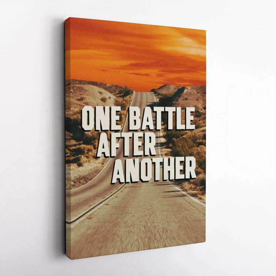 One Battle After Another Motivational Canvas | Desert Road Aesthetic Print | Premium Gallery Wrapped Wall Art | Inspirational Office Gift for Men