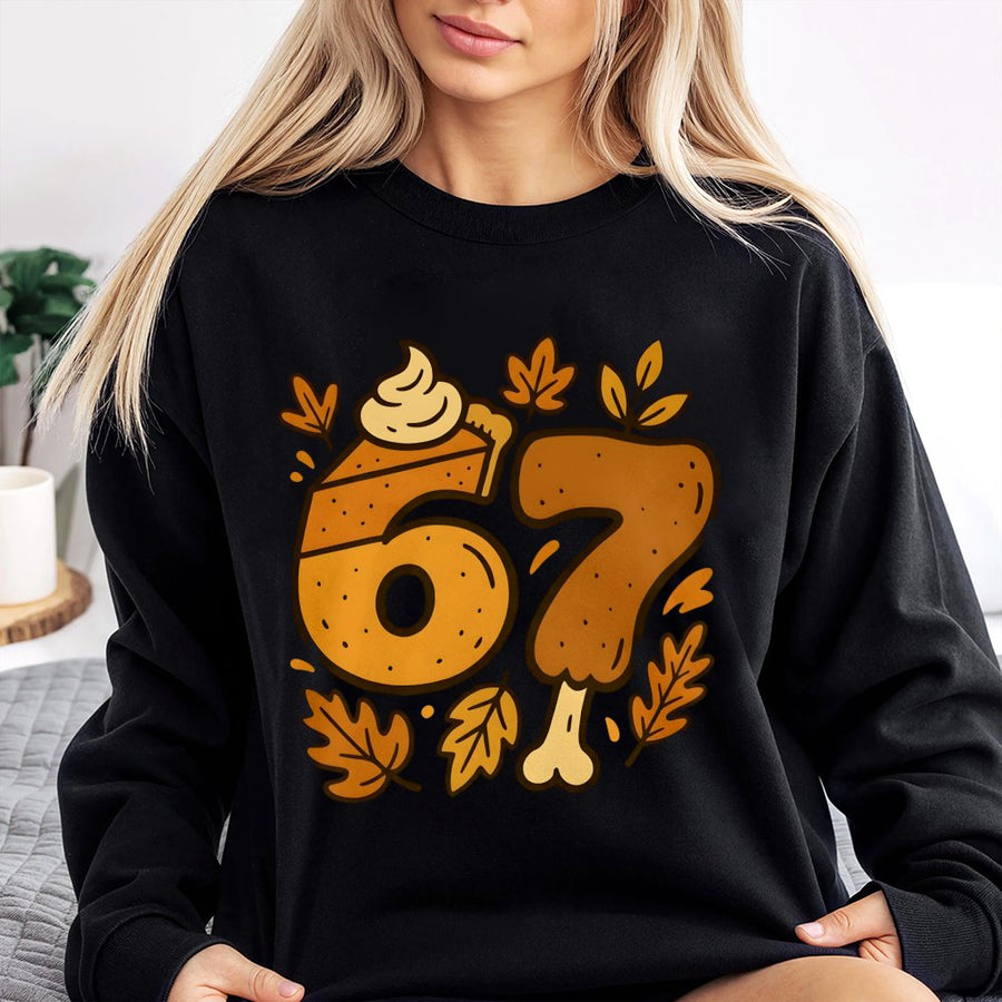 67 Birthday Sweatshirt | Funny Food Number Graphic | Premium Cotton Blend | Gift for 67th Birthday Celebration