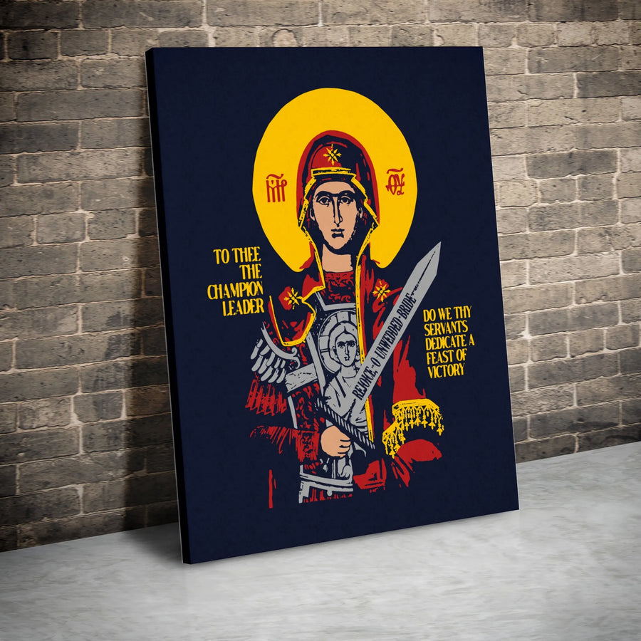 Orthodox Icon Canvas Print | Theotokos Warrior Virgin Mary Art | Premium Religious Wall Decor | Gift for Christian Home or Church