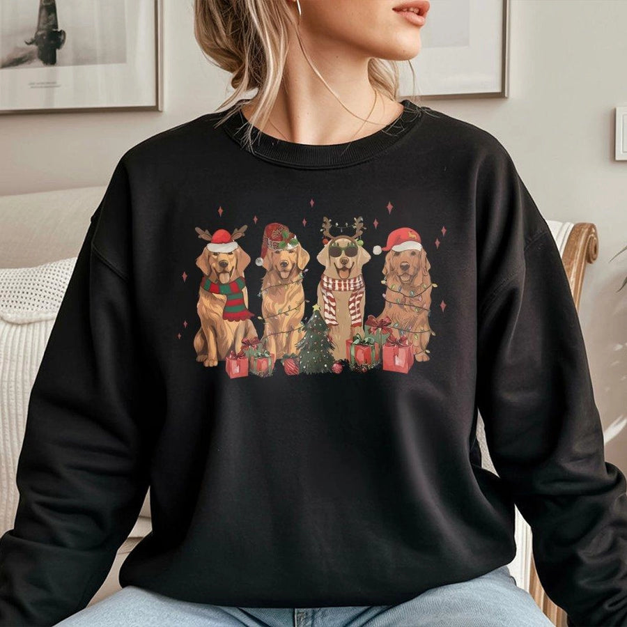 Golden Retriever Christmas Sweatshirt | Cute Festive Dog Holiday Apparel | Premium Cotton Blend Unisex Pullover | Unique Gift For Dog Lovers & Moms