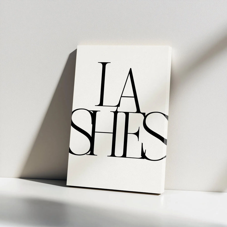 Lashes Vertical Canvas | Modern Minimalist Typography Art | Premium Thick Gallery Print | Gift for Lash Tech, Beauty Salon Wall Decor